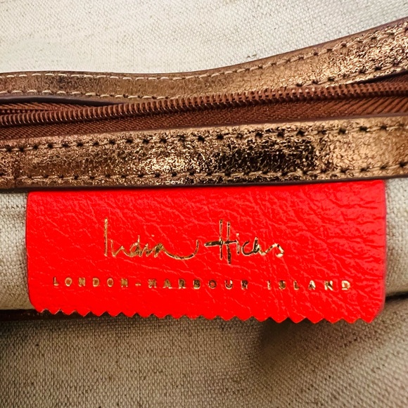 India Hicks Bronze Leather Clutch/Cosmetic Bag-Metallic Firefly Collection - Picture 4 of 7